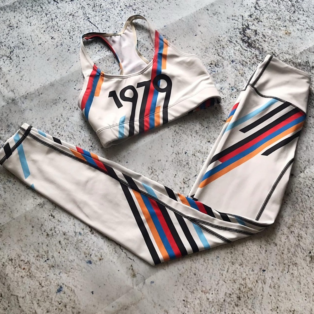 Poprageous PopActive Colorful Striped Sports Bra and Leggings Set